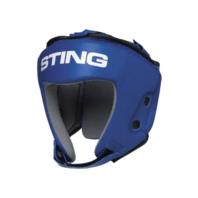 STING Head Guards Sting World Boxing Competition Approved Open Face Head Guard Blue