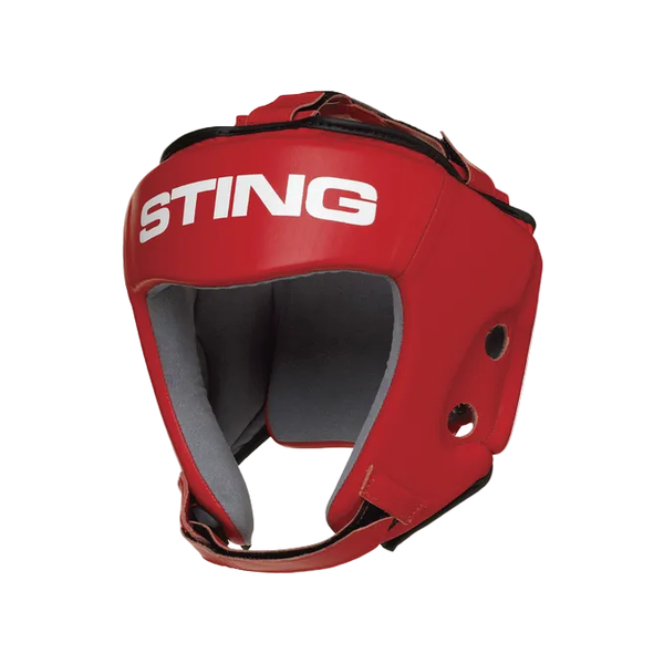 STING Head Guards Sting World Boxing Competition Approved Open Face Head Guard Red