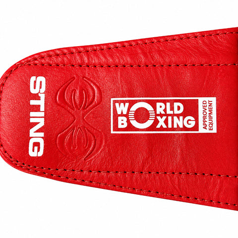 STING Head Guards Sting World Boxing Competition Approved Open Face Head Guard Red