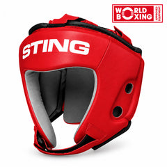 STING Head Guards Sting World Boxing Competition Approved Open Face Head Guard Red