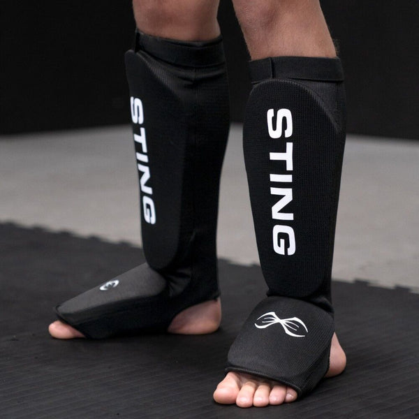 STING Shin Guards Sting Armalite Slip On Shin & Foot Protector - Black/White