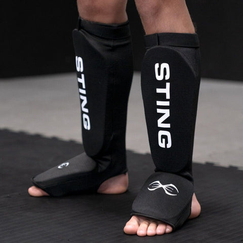 STING Shin Guards Sting Armalite Slip On Shin & Foot Protector - Black/White