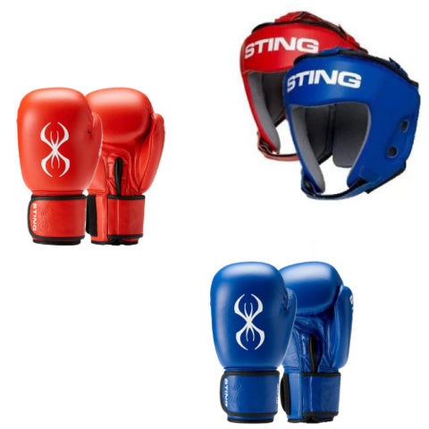 Sting Competition Approved Boxing Gloves + Headguard Combo