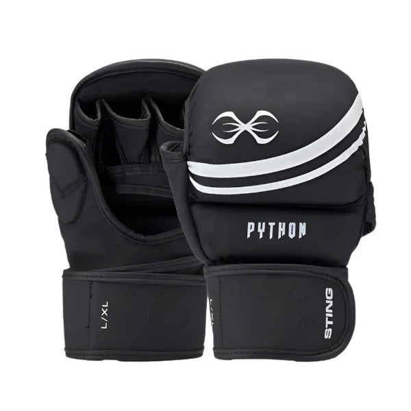 STING Sting Python MMA Sparring Gloves + Shinguards Combo - Black