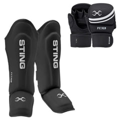 STING Sting Python MMA Sparring Gloves + Shinguards Combo - Black