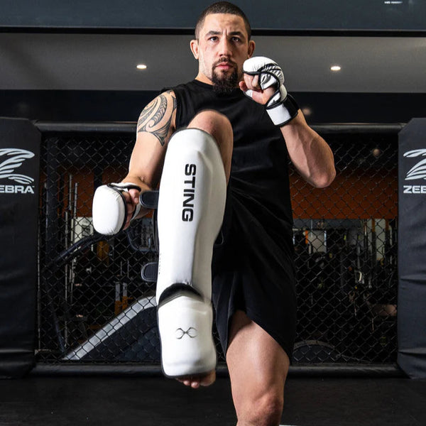 STING Sting Python MMA Sparring Gloves + Shinguards Combo - White