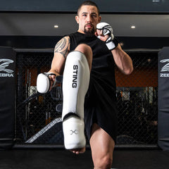 STING Sting Python MMA Sparring Gloves + Shinguards Combo - White