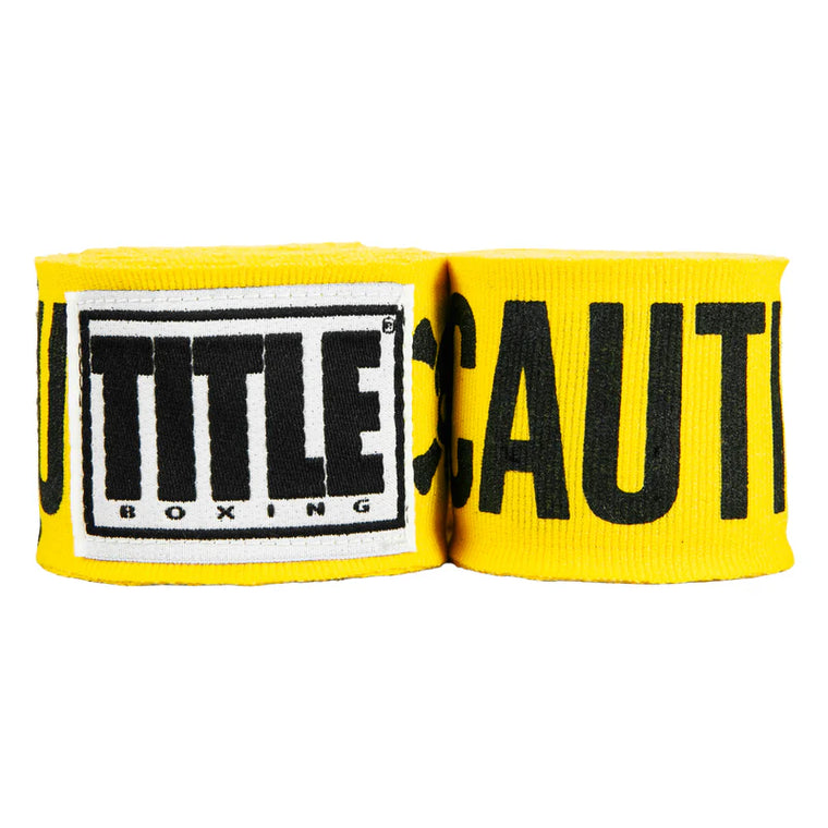 Title Caution Skull Cross Bones Boxing Handwraps