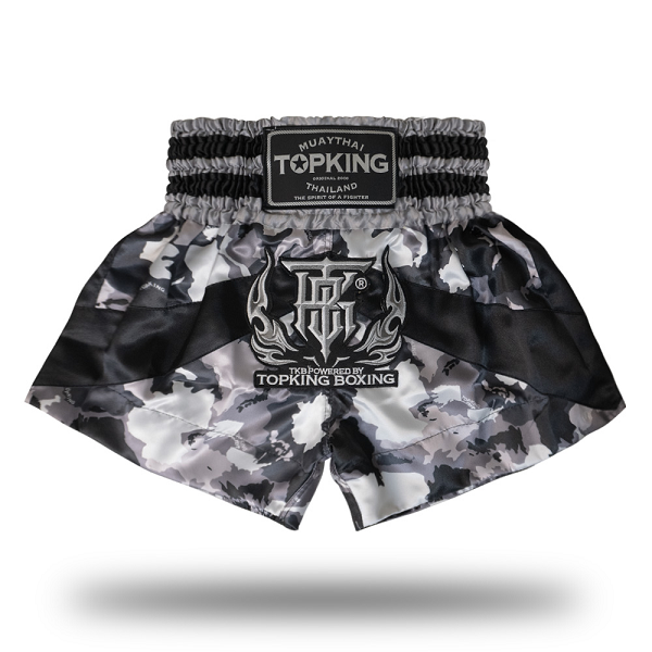 Top King Camo Muay Thai Shorts Grey