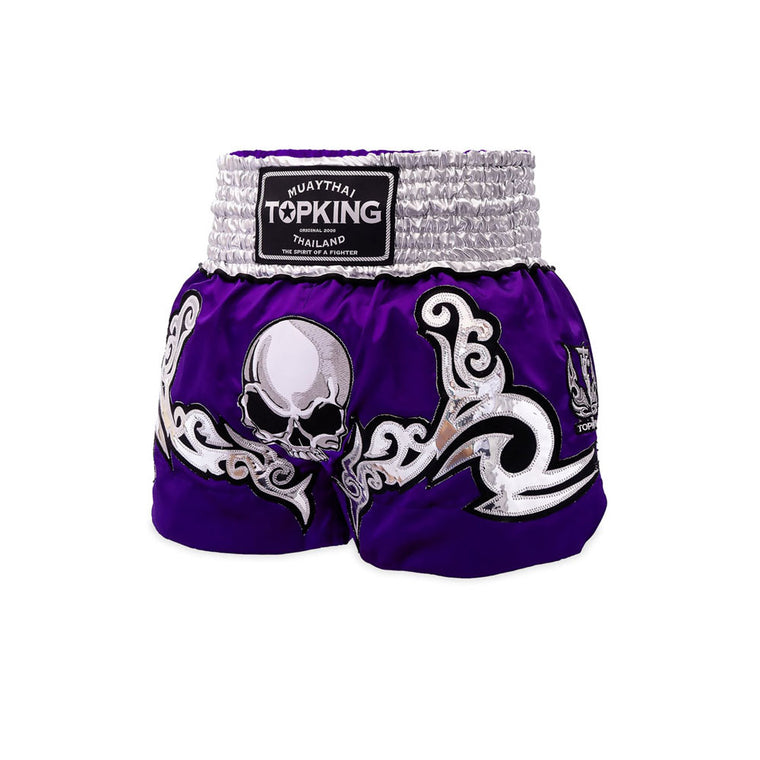 Top King Purple Death Skull Muay Thai Shorts