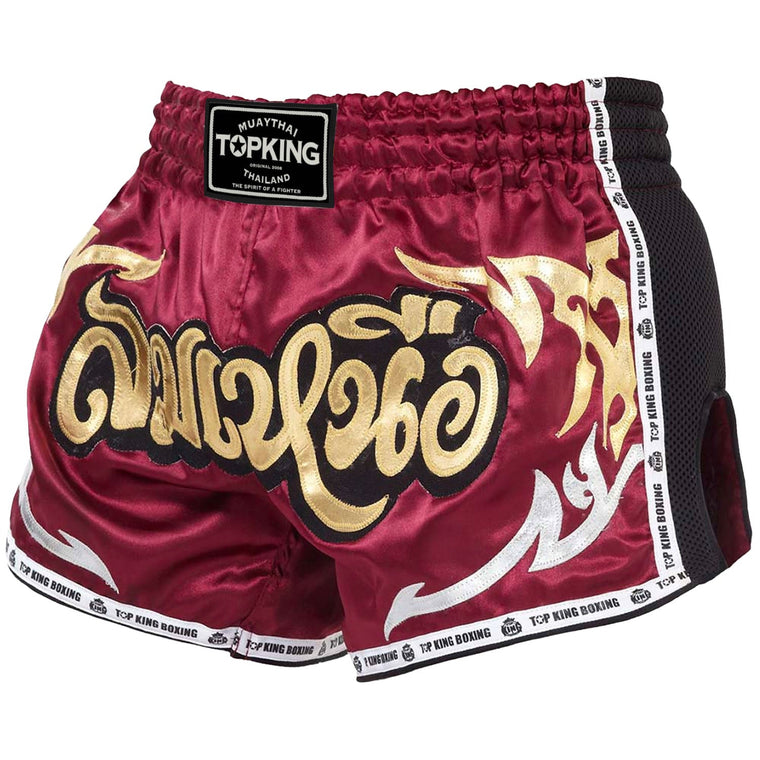 Top King Retro Muay Thai Shorts Red TKRMS-006
