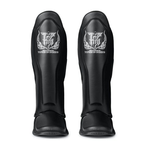 Top King Shin Guards Pro Leather Black