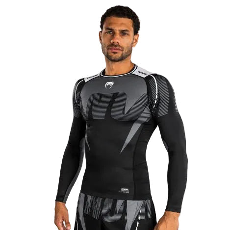 Venum Longsleeve Rash Guard Venum Adrenaline Long Sleeve Rashguard - Black/Silver Grey