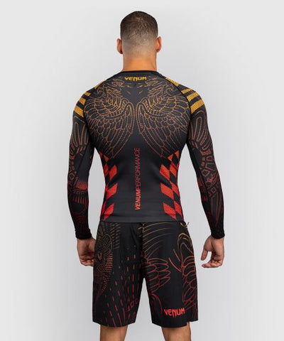 Venum Longsleeve Rash Guard Venum Quetzal Fury Long Sleeve Rashguard - Black/Fury Red/ Tangerine