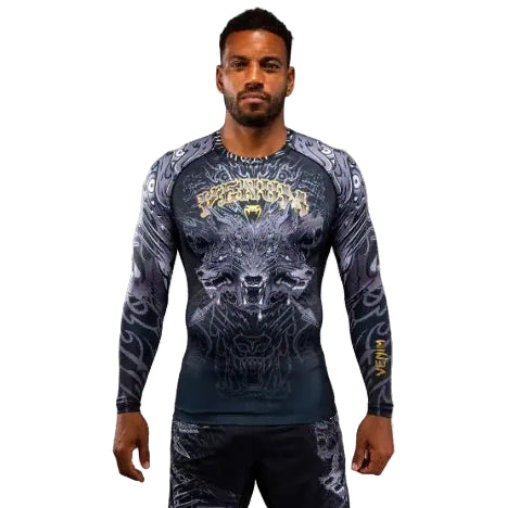 Venum Wolf Atak Long Sleeve Rashguard - Black/Grey