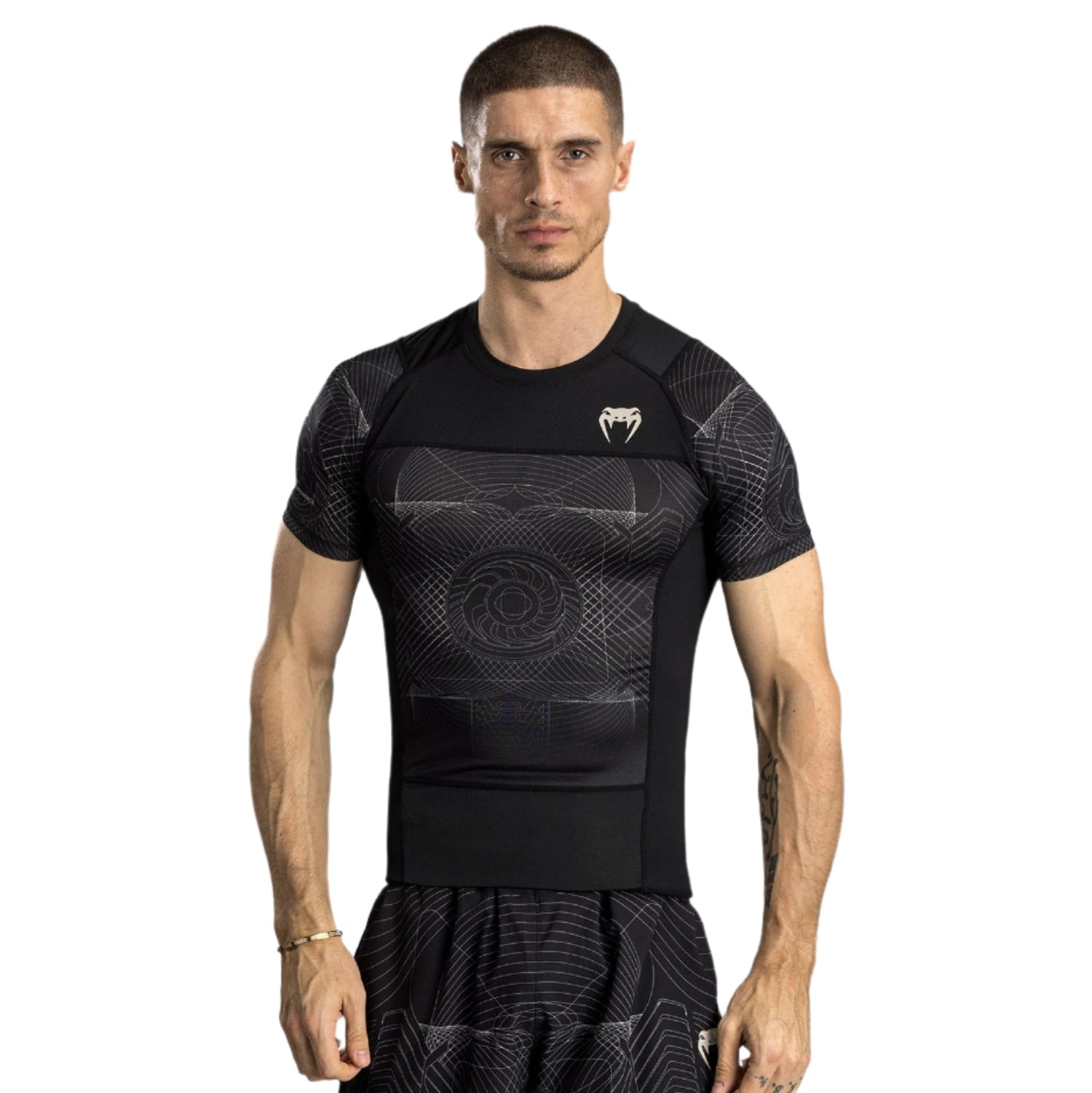 Venum Short Sleeve Rashguards Venum G Fit Air Short Sleeve Rashguard - Deep Black/Desert Sand