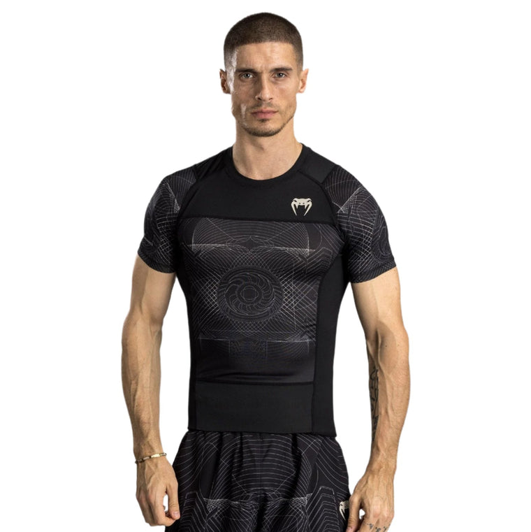 Venum G Fit Air Short Sleeve Rashguard - Deep Black/Desert Sand