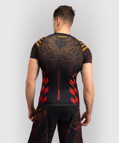 Venum Shortsleeve Rash Guard Venum Quetzal Fury Short Sleeve Rashguard - Black/Fury Red/ Tangerine