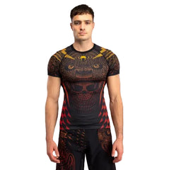 Venum Shortsleeve Rash Guard Venum Quetzal Fury Short Sleeve Rashguard - Black/Fury Red/ Tangerine