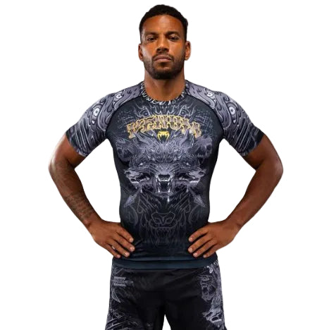 Venum Wolf Atak Short Sleeve Rashguard - Black/Grey