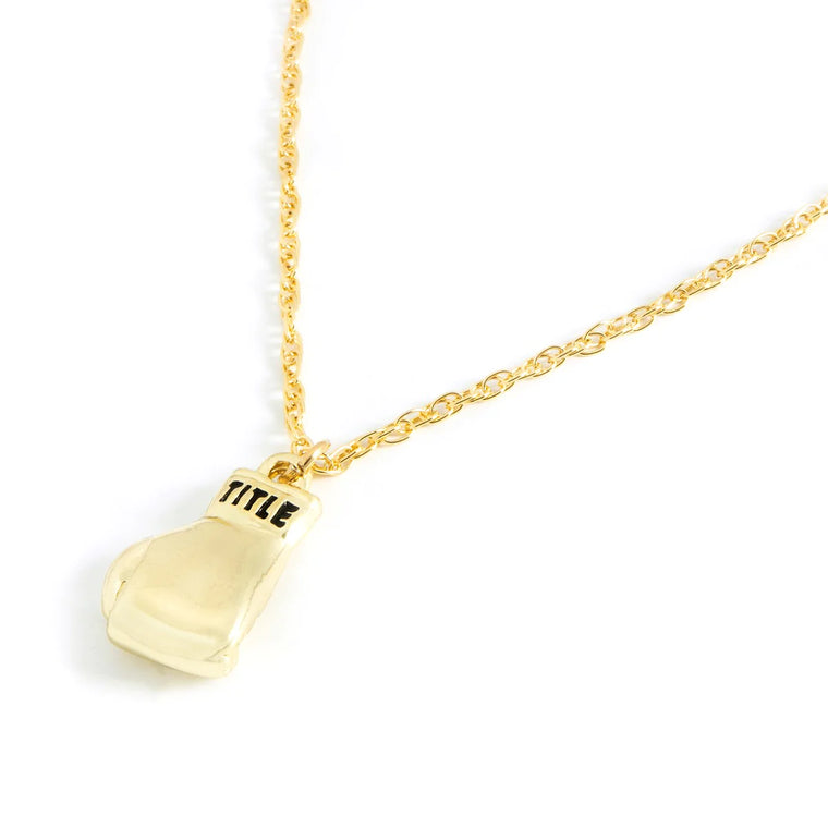 TITLE Boxing Single Gold Glove Necklace