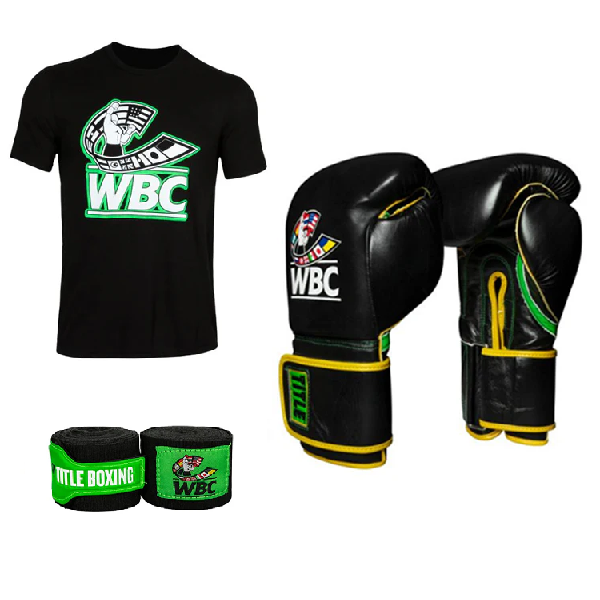WBC Boxing Gloves + Flag T Shirt + Hand Wraps Combo
