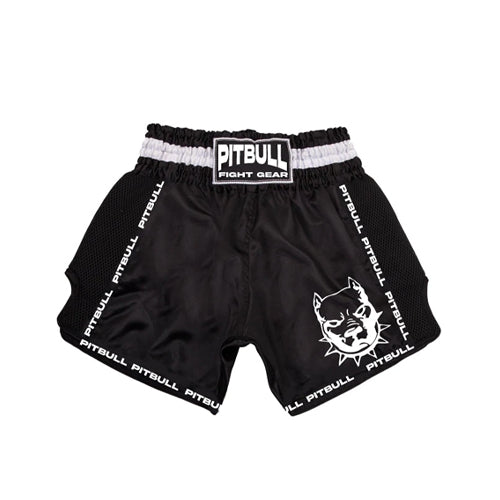 Pitbull Retro Muay Thai Shorts - Black/White