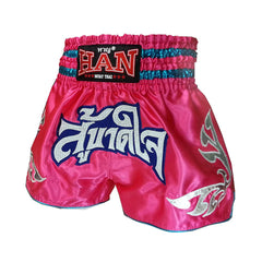 Han Muay Thai shorts Fight till Death - Pink - The Fight Factory