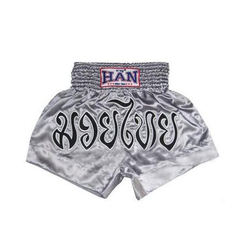 Han Muay Thai Shorts Silver - The Fight Factory