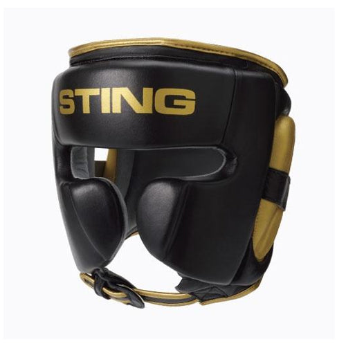 Sting Viper Gel Black/Gold Full Face Head Gear - The Fight Factory