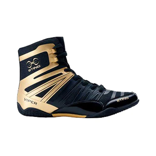Sting Viper Boxing Shoes - Black Gold - The Fight Factory