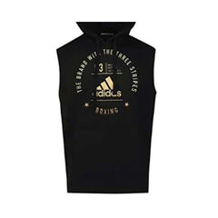 Adidas Boxing Sleeveless Hoodie Black Gold - The Fight Factory