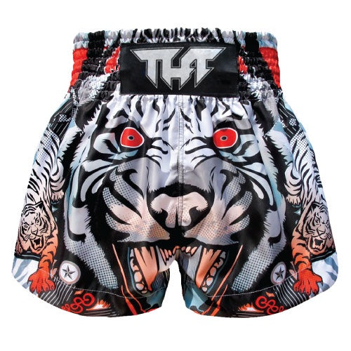 TUFF Cruel Tiger Thai Boxing Shorts - Grey - The Fight Factory