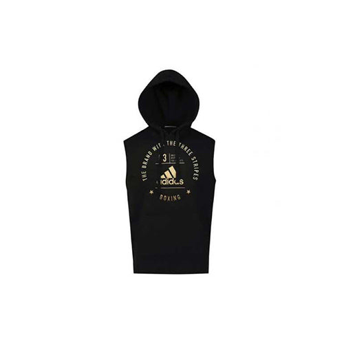 Adidas Boxing Sleeveless Hoodie Black Gold - The Fight Factory