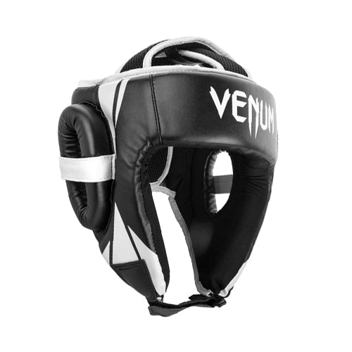 Venum Challenger Open Face Headgear Black White - The Fight Factory