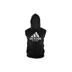 Adidas Boxing Sleeveless Zip Hoodie Black White - The Fight Factory
