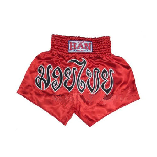 Han Muay Thai Boxing Shorts Red - The Fight Factory