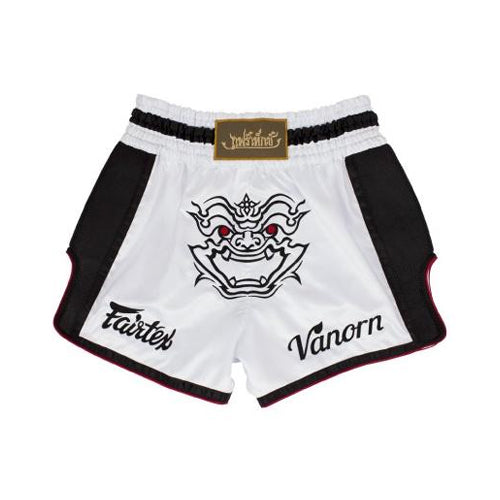 Fairtex Slim Cut Muay Thai Shorts White Vanorn - The Fight Factory