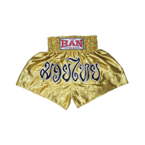 Han Muay Thai Shorts Gold Black - The Fight Factory