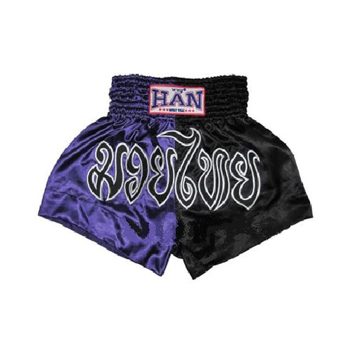 Han Muay Thai Shorts Black Purple - The Fight Factory