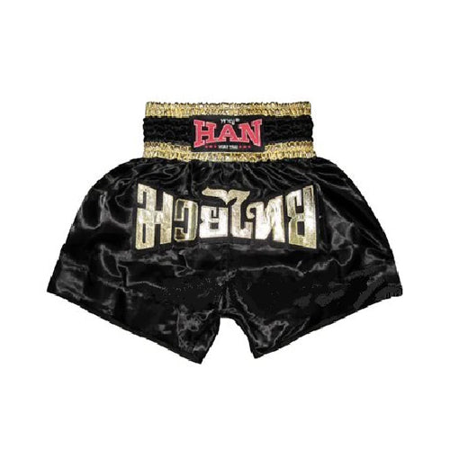 Han Muay Thai Shorts Black Gold - The Fight Factory