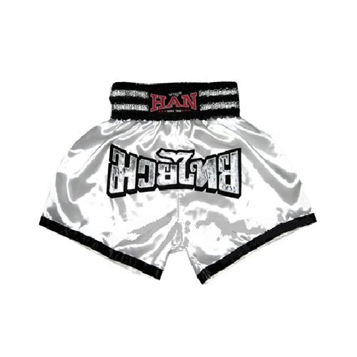 Han Muay Thai Shorts White Black - The Fight Factory