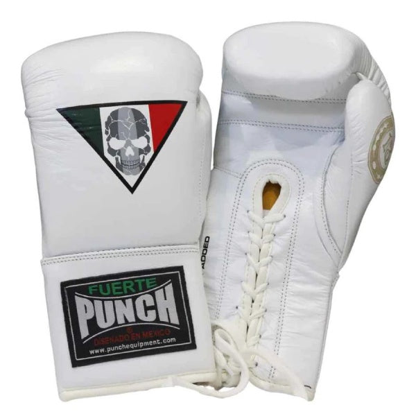 Punch Mexican Lucky 13 Boxing Gloves Lace Up White