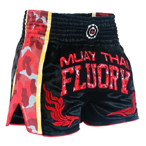 Fluory Eternity Camo Retro Muay Thai Shorts Red