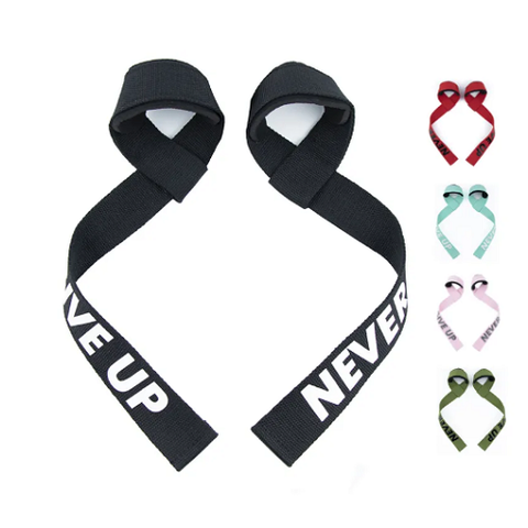 MKAS Fitness Never Give Up Gym Lifting Straps 1 Pair