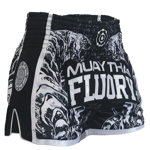 Fluory Eternity Retro Muay Thai Shorts Black - The Fight Factory