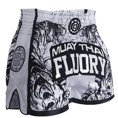 Fluory Eternity Retro Muay Thai Shorts White - The Fight Factory