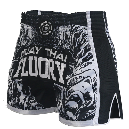 Fluory Eternity Retro Muay Thai Shorts Black - The Fight Factory