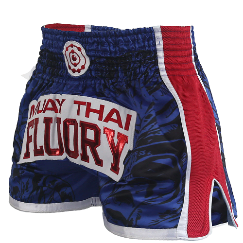 Fluory Eternity Retro Muay Thai Shorts Blue - The Fight Factory