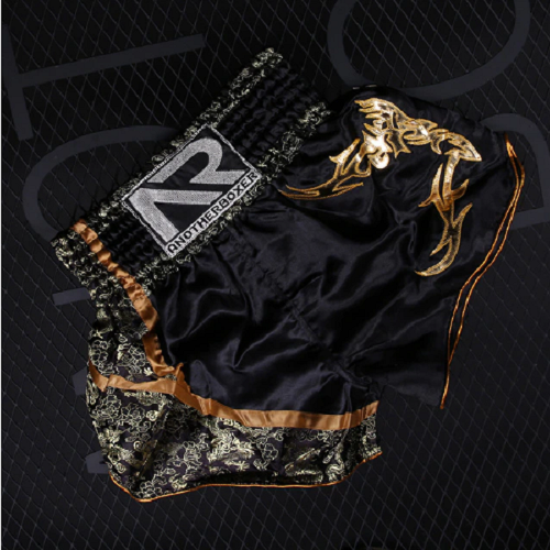 Another Boxer Muay Thai Shorts Black Gold - The Fight Factory